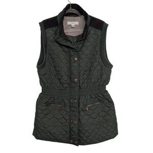 Sfera Quilted Vest Womens Size Large Green Equestrian Outdoor Nylon Full Zip